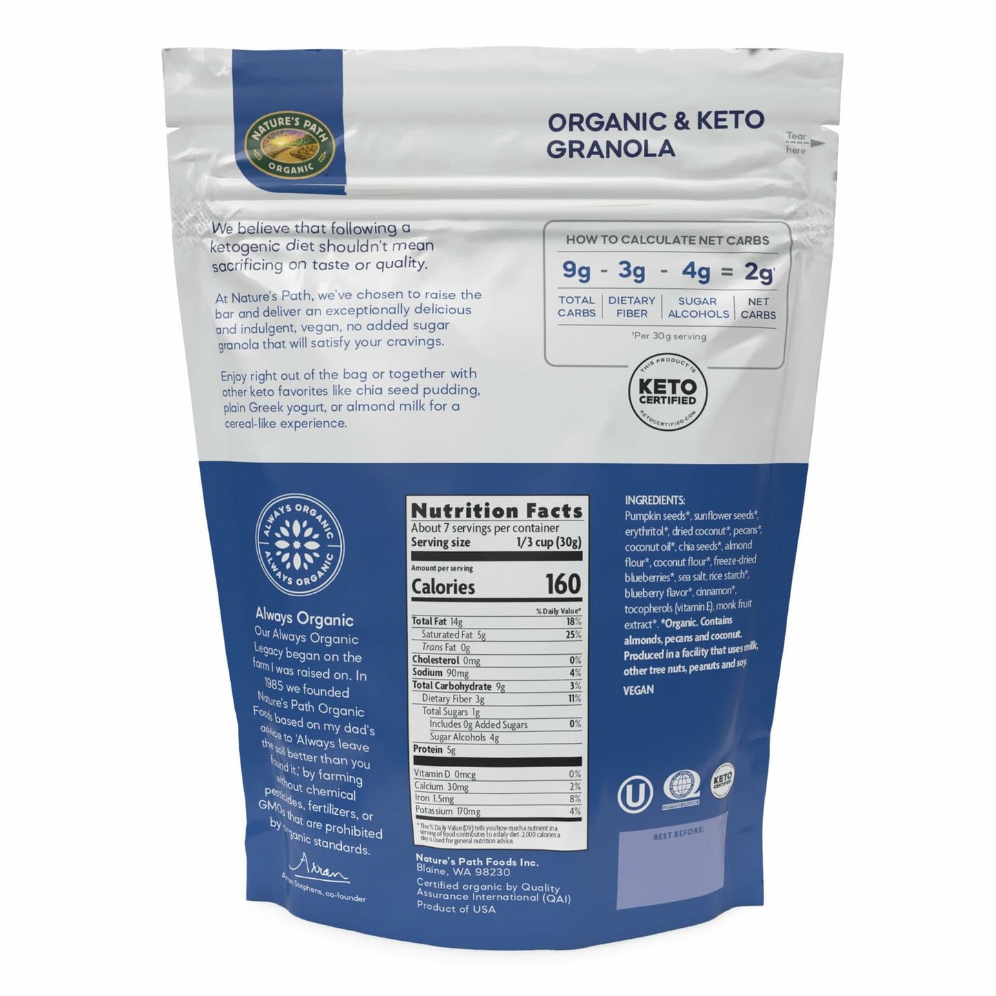 BB02/25 Nature's Path Ketola Crunch Organic Blueberry Cinnamon Granola 8oz