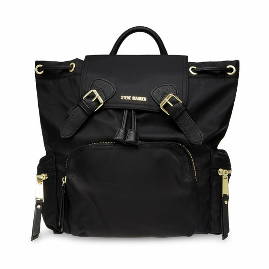 Steve Madden BSOLLY Backpack with Water Bottle Black Nylon Medium Size