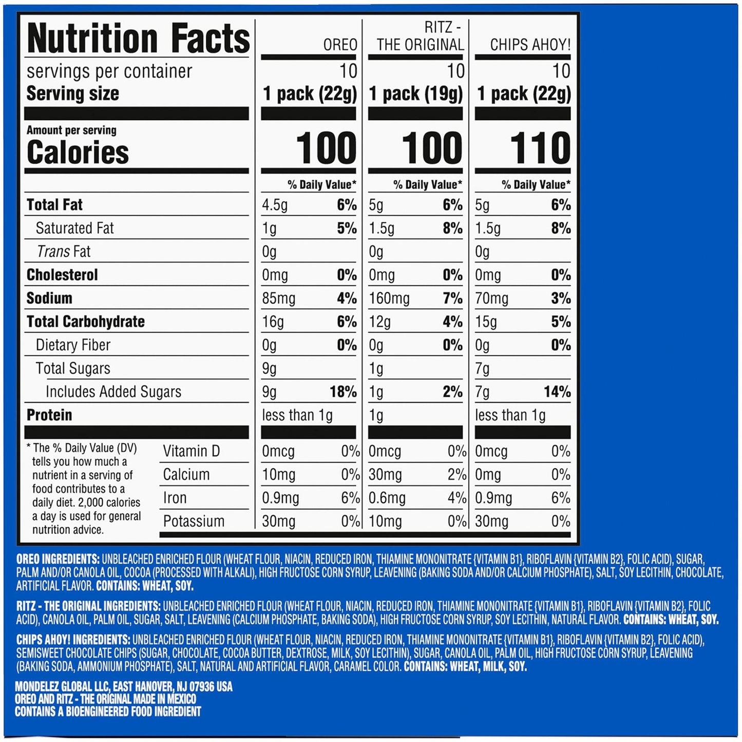 BestBy01/25 Nabisco Variety Pack 30 Snack Packs Oreo Ritz Chips Ahoy Cookies