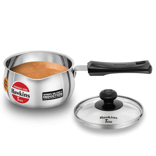 Hawkins SST10G 1L Stainless Steel Tea Pan with Glass Lid Silver
