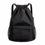 Sofanler Drawstring Backpack Gym Bag with Shoes Compartment Black