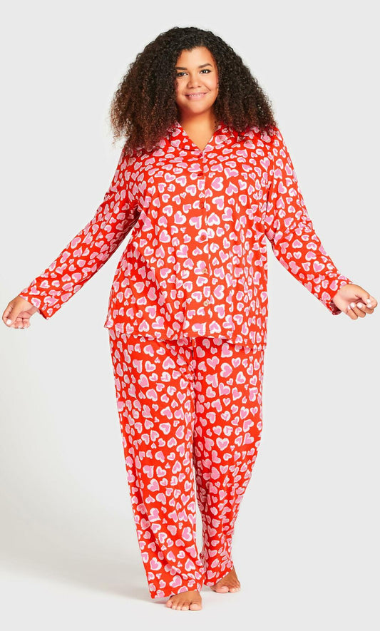 Avenue Women's Plus Size Button Heart Sleep Top 22-24 Plus Size