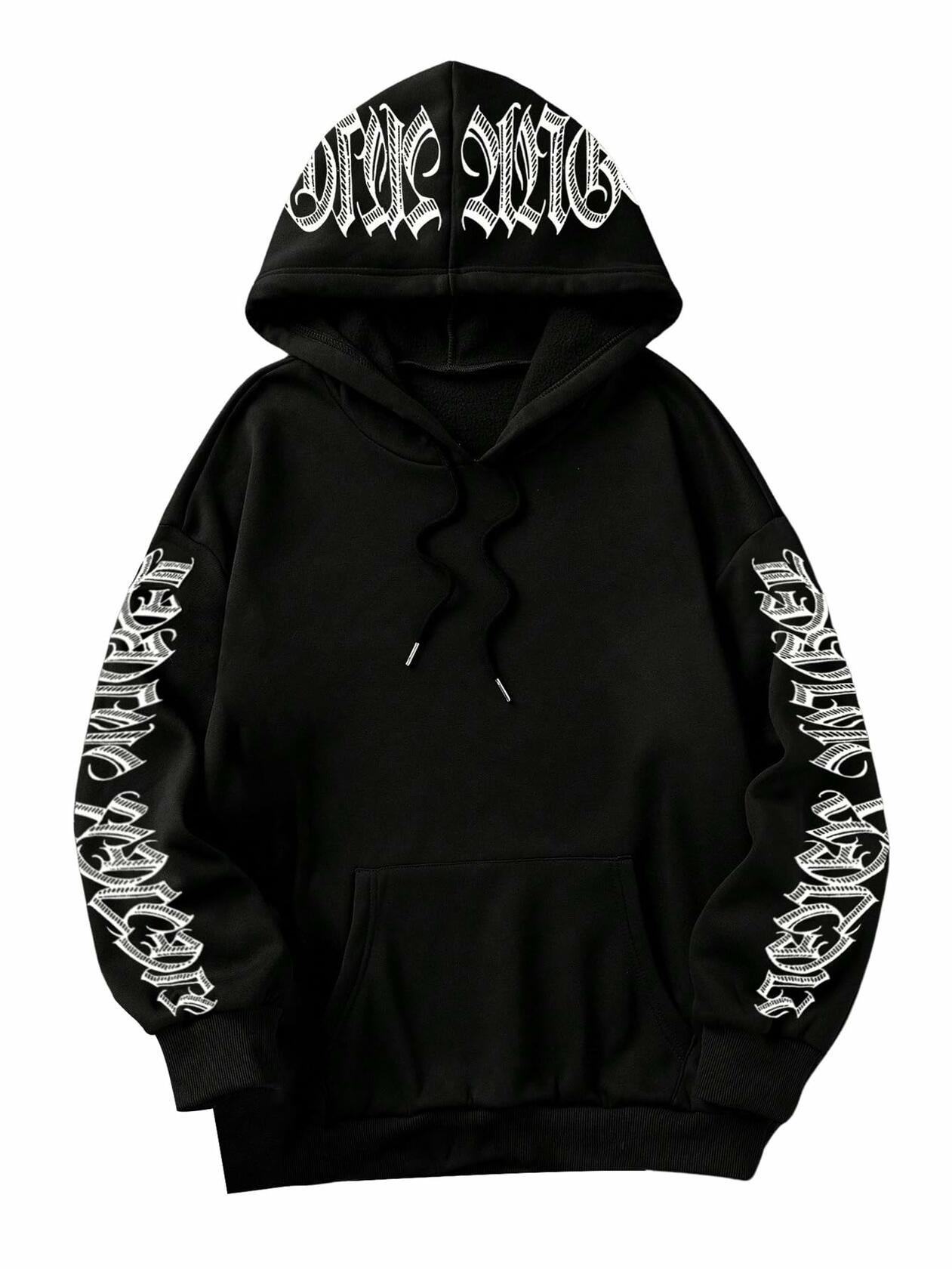 GORGLITTER Women's Halloween Hoodie Black Medium Oversized Sweatshirt