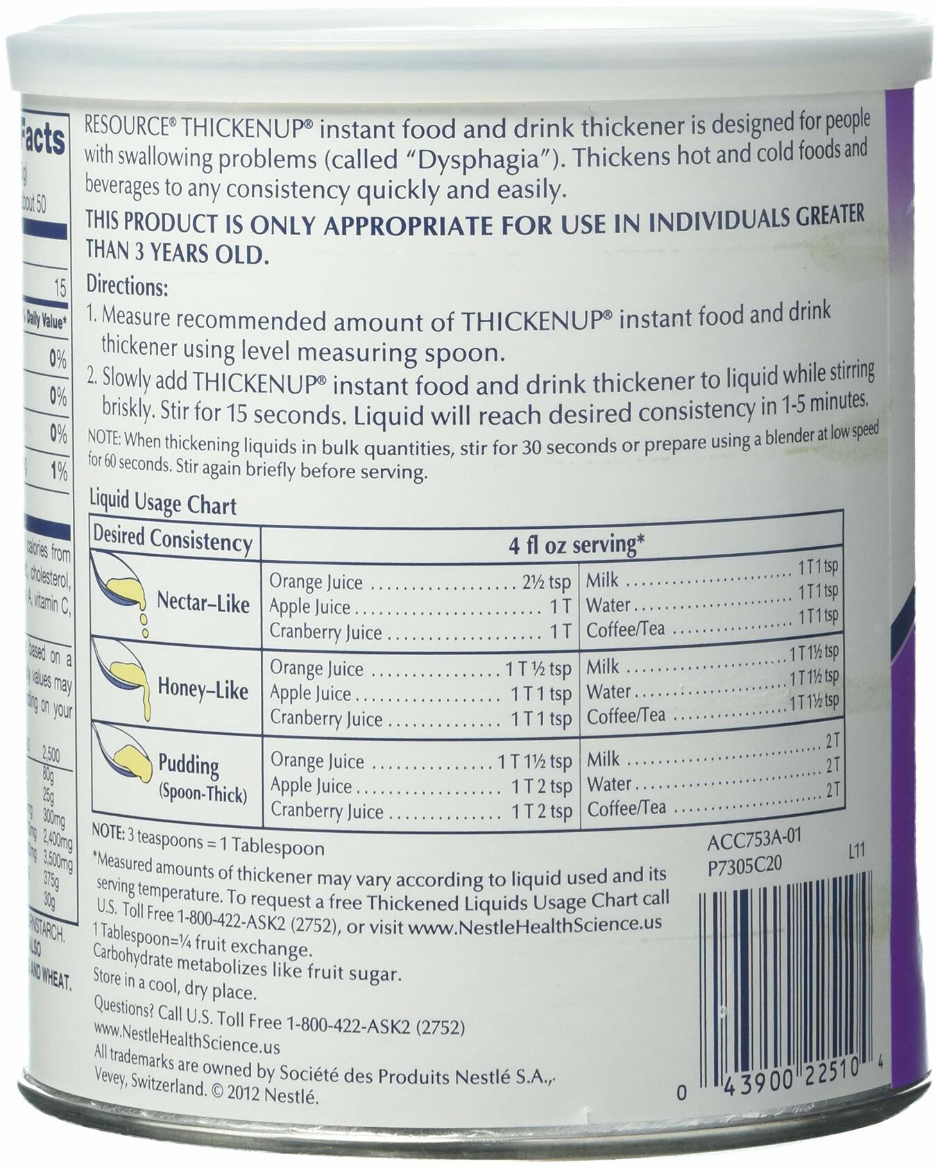BestBy07/25 Nestle ThickenUp Food & Drink Thickener Unflavored 8oz Canister