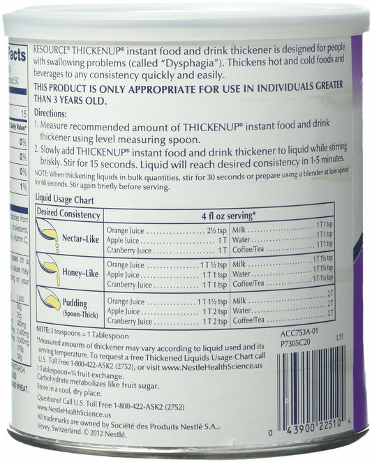 BestBy07/25 Nestle ThickenUp Food & Drink Thickener Unflavored 8oz Canister