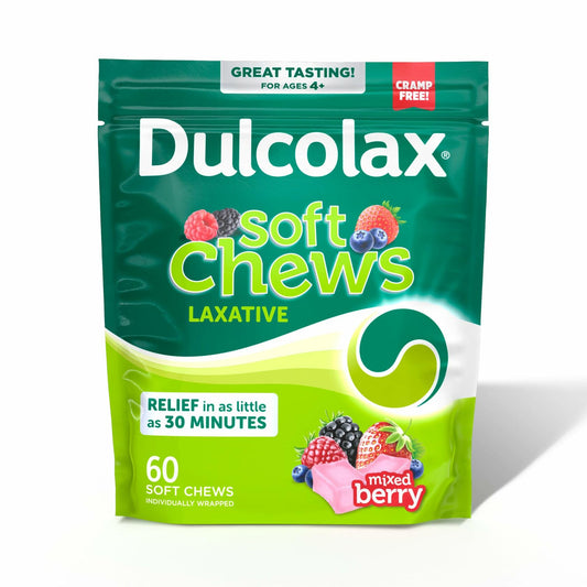BestBy01/25 Dulcolax Saline Laxative Soft Chews 60ct Mixed Berry 1200 mg New
