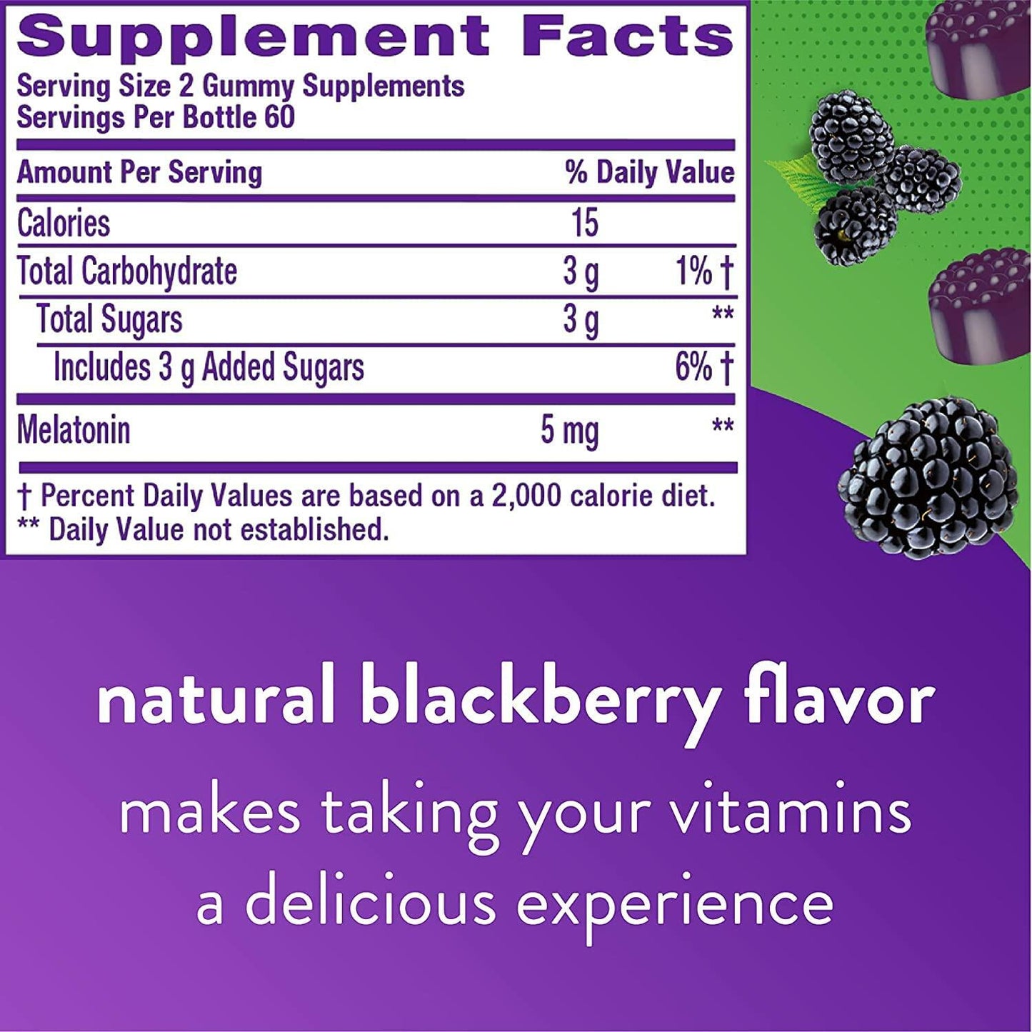 BestBy03/25 Vitafusion Melatonin 5mg Extra Strength Blackberry Gummies 2 Pack