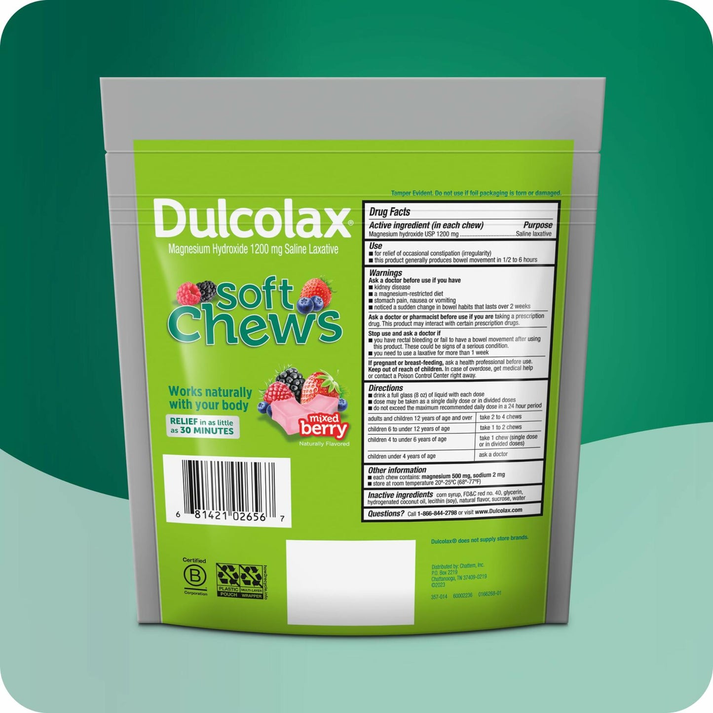 BestBy01/25 Dulcolax Saline Laxative Soft Chews 60ct Mixed Berry 1200 mg New