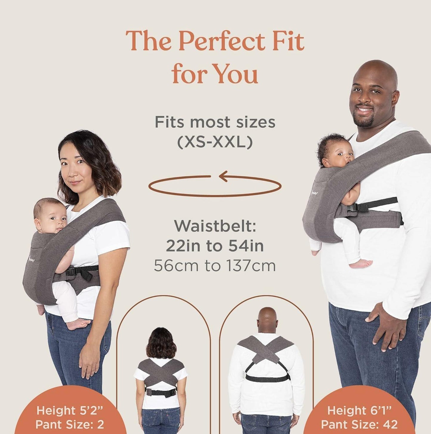 Ergobaby Embrace Baby Carrier Wrap, 7–25 lbs, Ponte Knit, Blush Pink