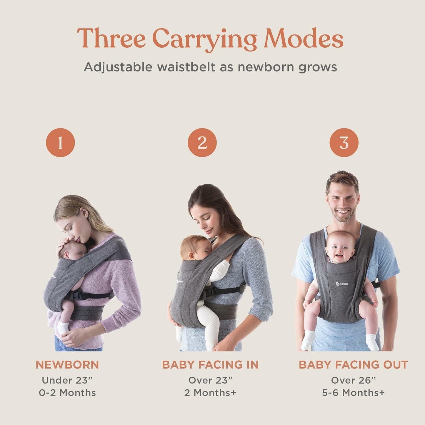 Ergobaby Embrace Baby Carrier Wrap, 7–25 lbs, Ponte Knit, Blush Pink