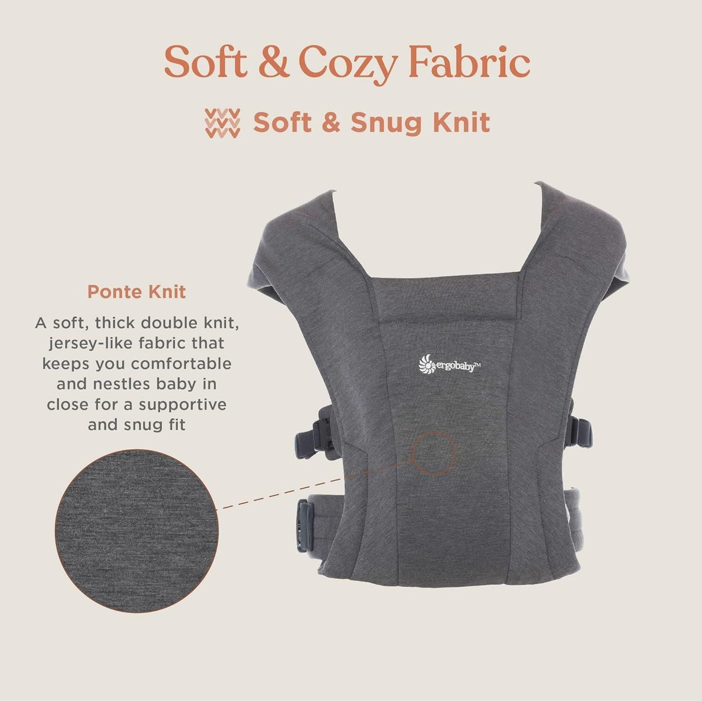 Ergobaby Embrace Baby Carrier Wrap, 7–25 lbs, Ponte Knit, Blush Pink