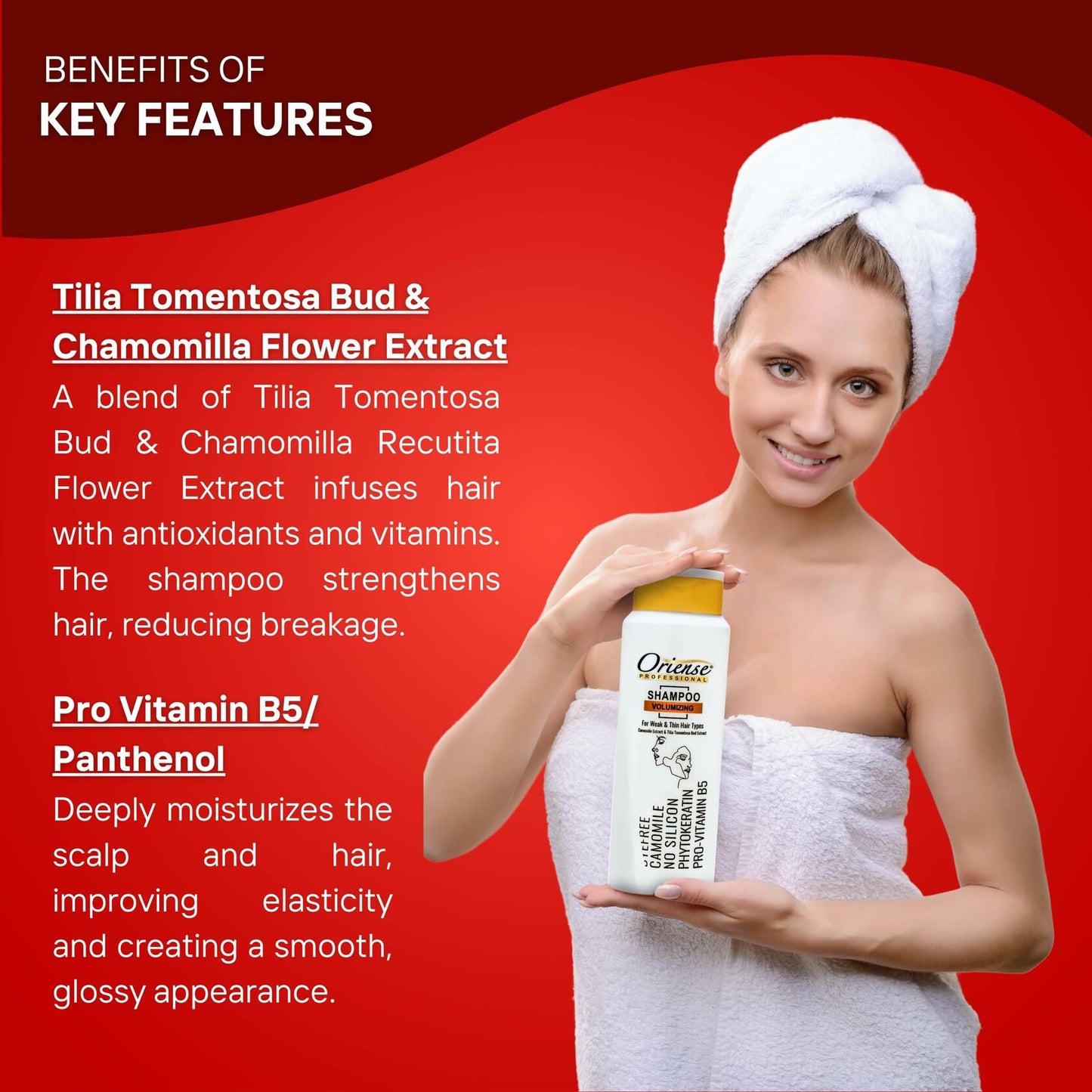 Oriense Volumizing Shampoo 20.2oz Chamomile & Tilia Silicone Paraben Free