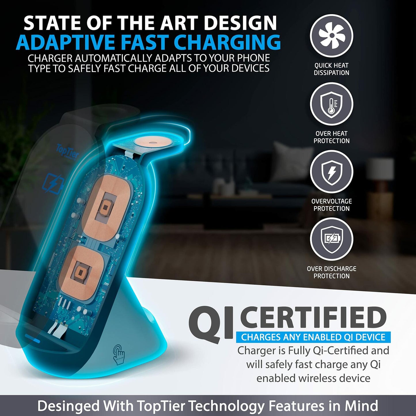 Top Tier 3-in-1 Wireless Charging Station for Apple & Samsung Devices Qi