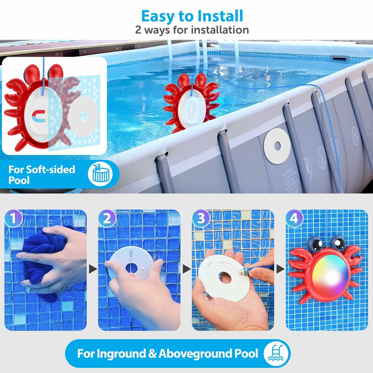 LyLmLe 20W RGBW LED Pool Light IP68 Waterproof with APP Control 33FT Cord