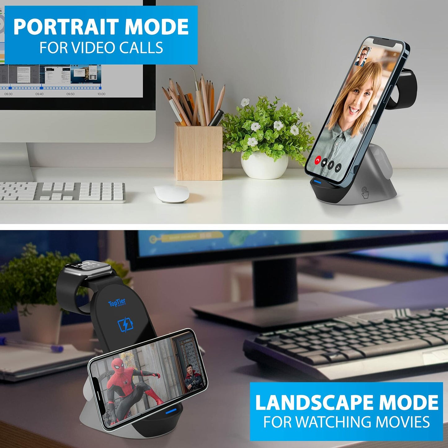 Top Tier 3-in-1 Wireless Charging Station for Apple & Samsung Devices Qi