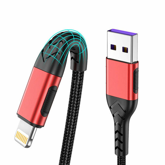 Durcord 3-Pack 6FT USB A Cable iPhone Red MFi Certified Fast Charging