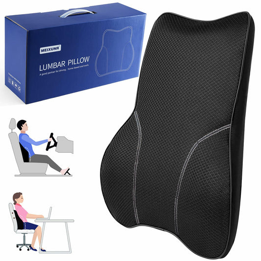MEIXUNR Lumbar Support Pillow Black Suede Car Seat Cushion for Toyota RAV4