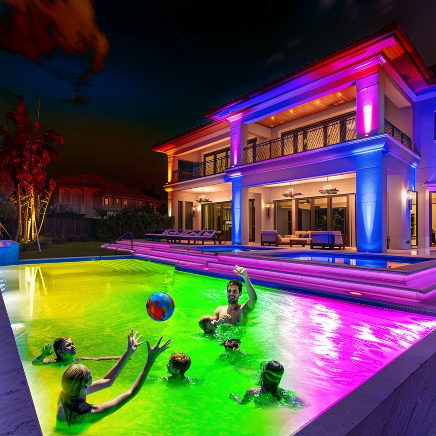 LyLmLe 20W RGBW LED Pool Light IP68 Waterproof with APP Control 33FT Cord