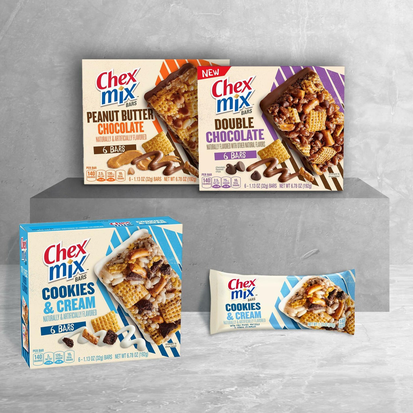 BB01/25 Chex Mix Cookies and Cream Treat Bars 12 Count 13.56oz Value Pack