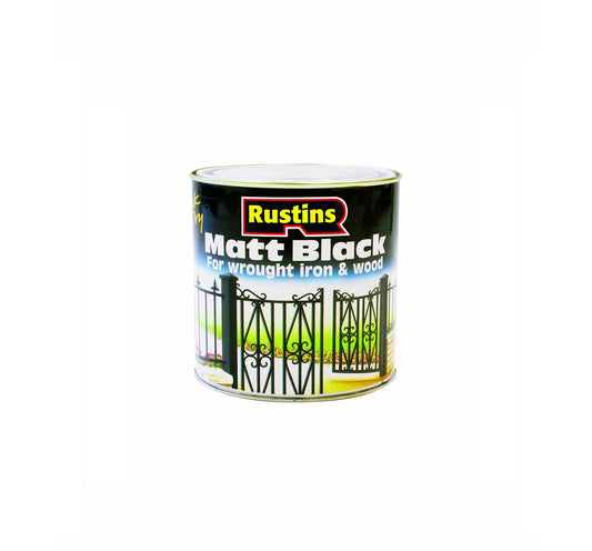 Rustins Quick Drying Matt Black Paint 250ml - Easy DIY Professional Finish