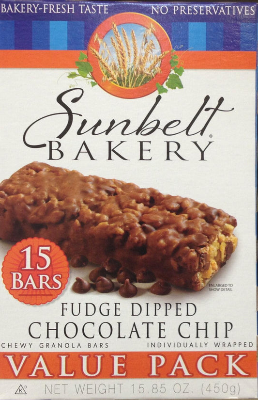 BestBy01/25 Sunbelt Fudge-Dipped Chocolate Chip Chewy Granola Bars 15-Count