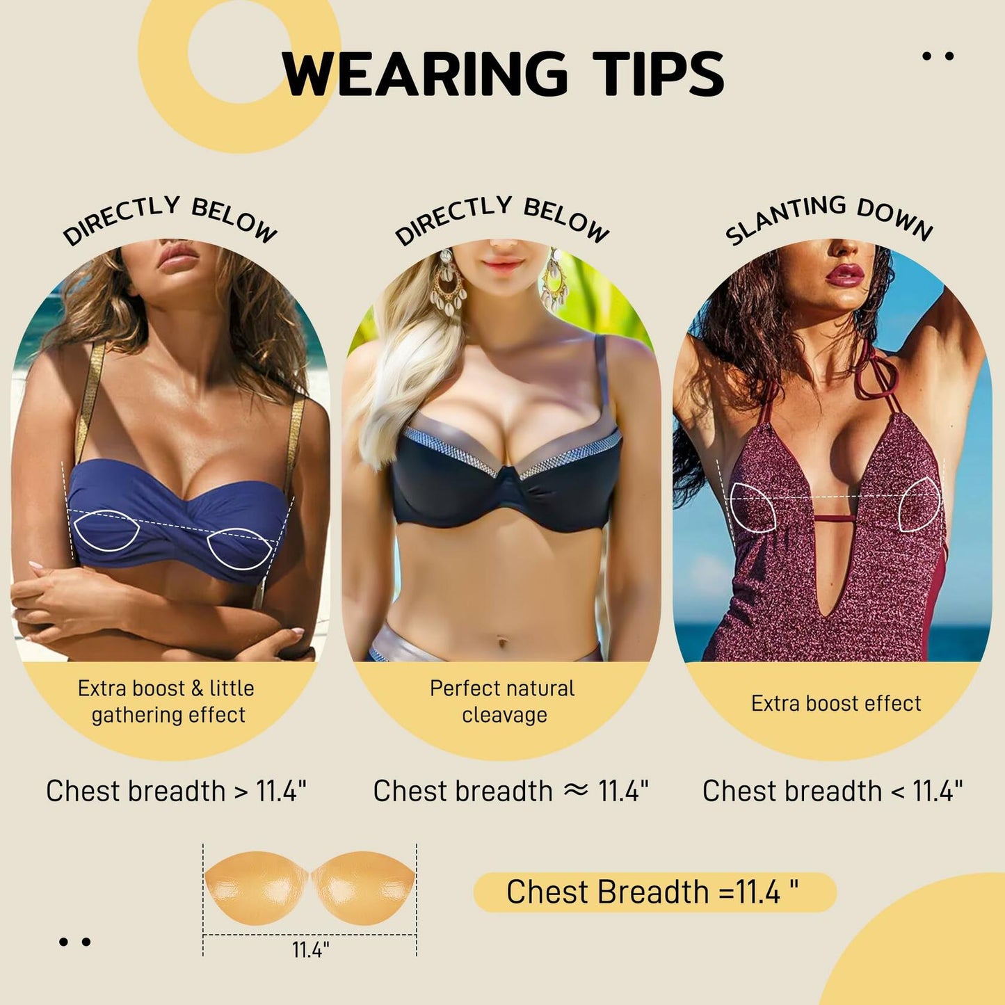 Niidor Sticky Bra Pads Inserts Double-Sided Invisible Push Up Enhancers