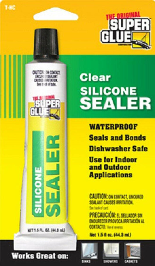 The Original Super Glue Silicone Sealer Clear 1.5oz Water Resistant Adhesive