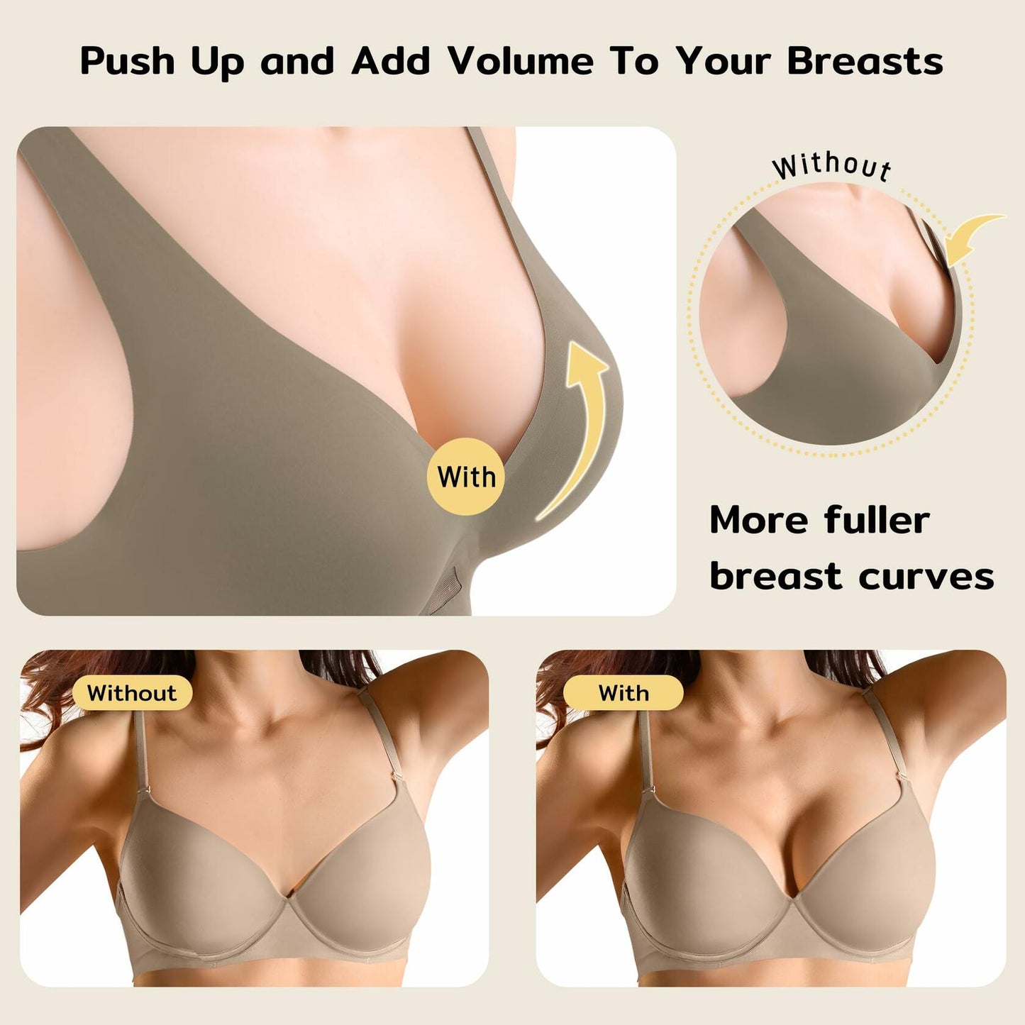 Niidor Sticky Bra Pads Inserts Double-Sided Invisible Push Up Enhancers