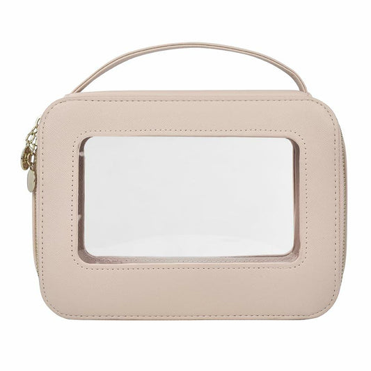 Leatvook Portable Makeup Bag Large Travel Cosmetic Organizer Brown