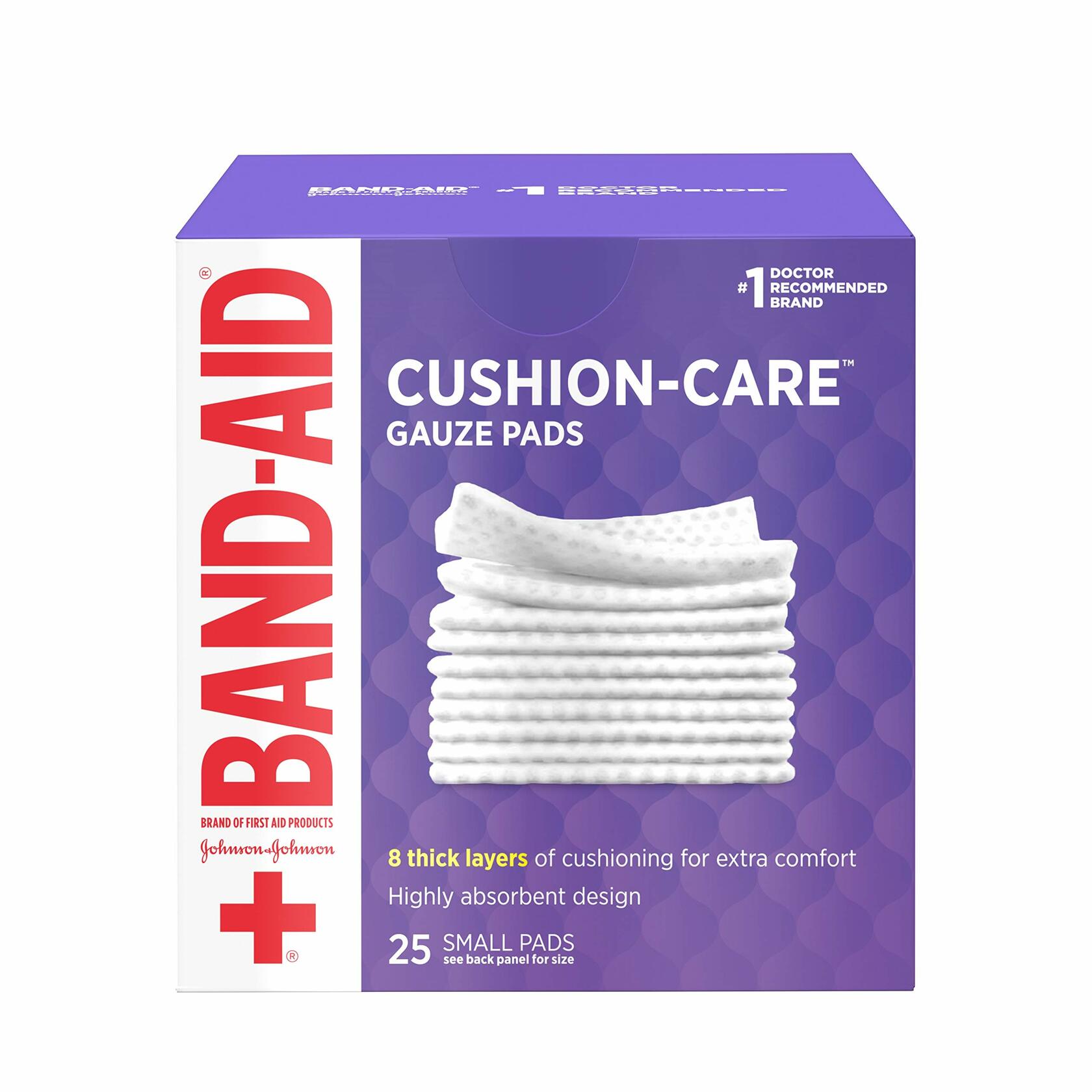 BAND-AID Cushion-Care Gauze Pads 2x2in 25ct Sterile Absorbent Padding