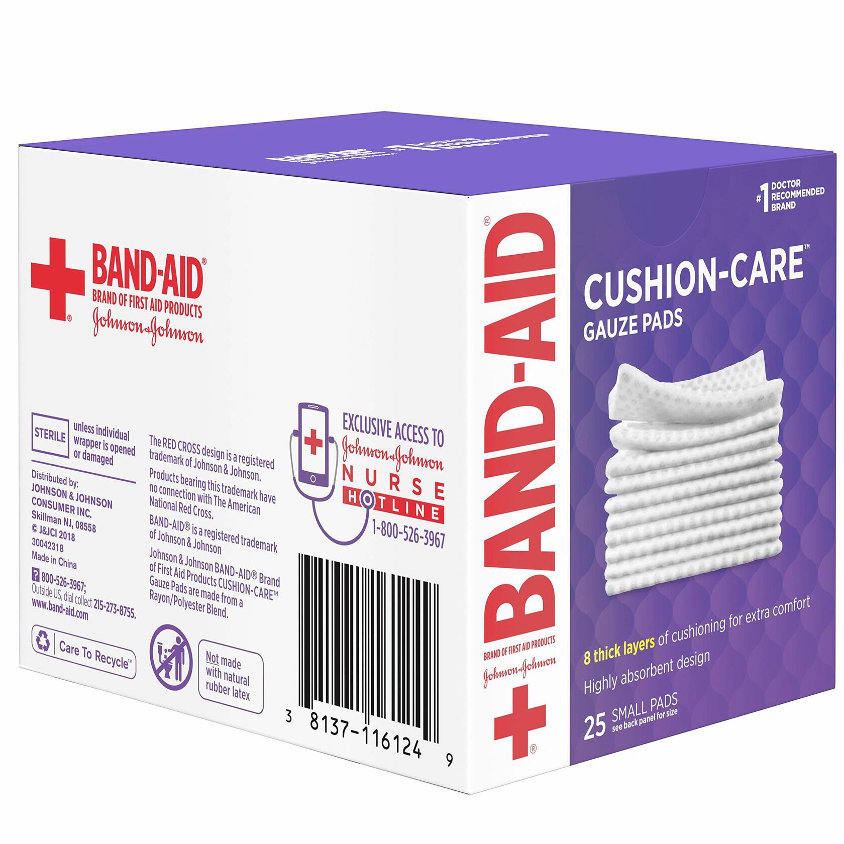 BAND-AID Cushion-Care Gauze Pads 2x2in 25ct Sterile Absorbent Padding