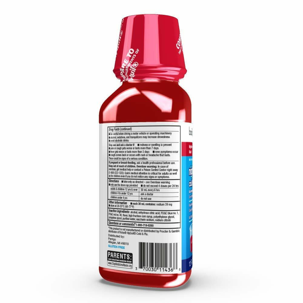BestBy06/26 Amazon Basic Care Nighttime Cold & Flu Relief Liquid 12 Fl Oz Cherry