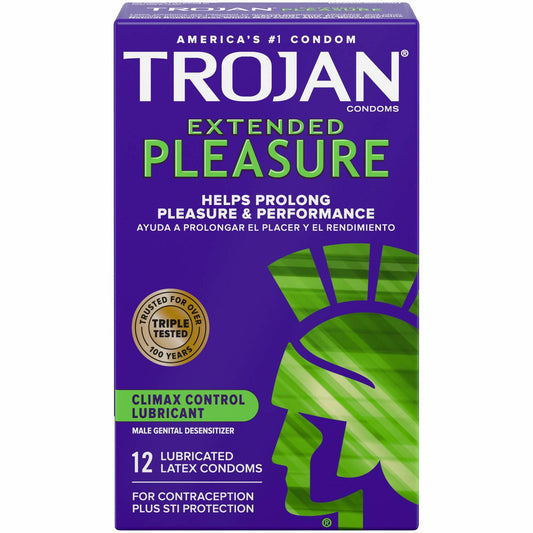 BB06/27 TROJAN Extended Pleasure Condoms Climax Control 12 Count Lubricated
