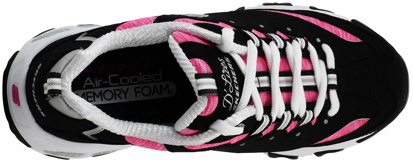 Skechers Sport Women's DLites Interlude Sneaker, Black/Pink, 9 M US