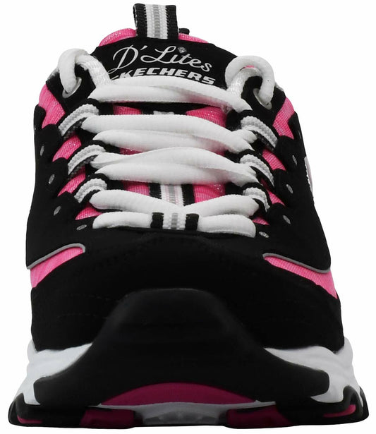 Skechers Sport Women's DLites Interlude Sneaker, Black/Pink, 9 M US