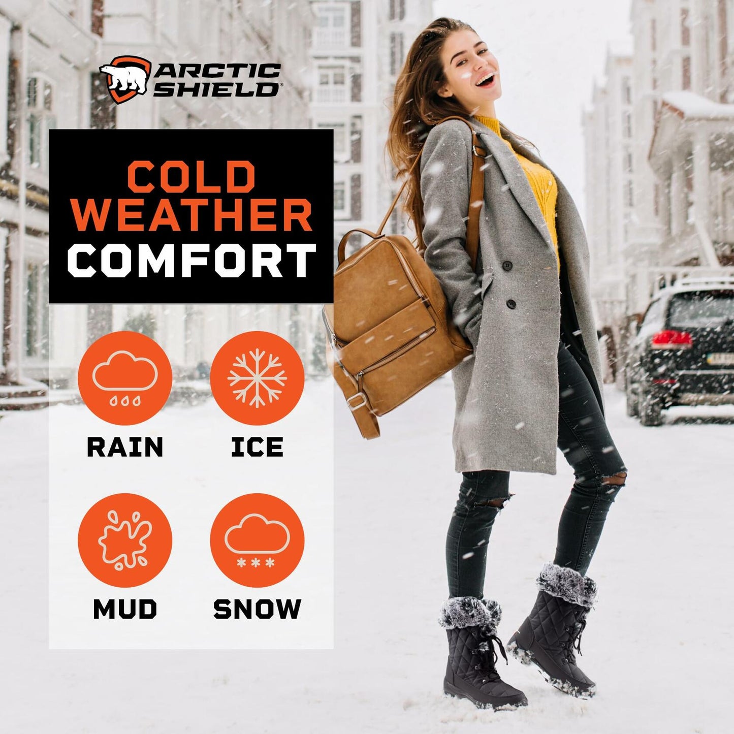 ArcticShield Women’s Snow Boots – Waterproof, Faux Fur, Black, Size 10