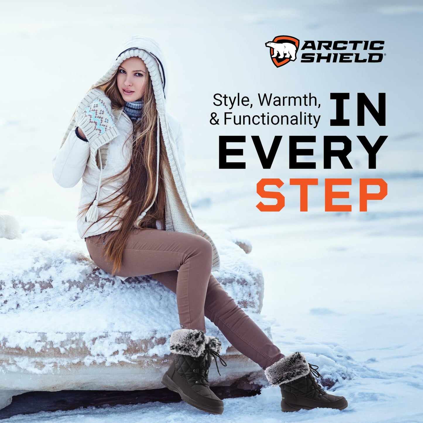 ArcticShield Women’s Snow Boots – Waterproof, Faux Fur, Black, Size 10