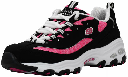 Skechers Sport Women's DLites Interlude Sneaker, Black/Pink, 9 M US