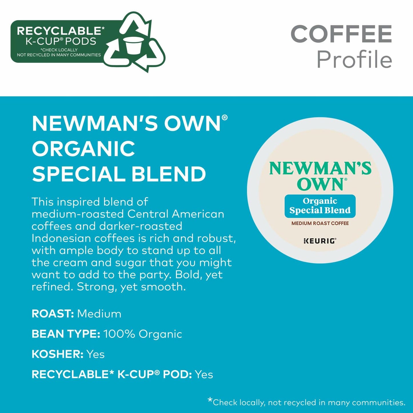 BB09/26 Newman's Own Organic Special Blend K-Cup Pods Medium Roast 48ct