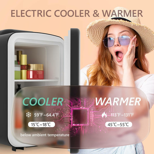 EUHOMY 4L Mini Fridge Portable Cooler Warmer Black Cosmetics Drinks