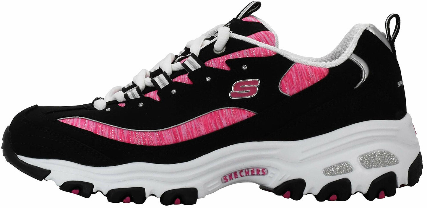 Skechers Sport Women's DLites Interlude Sneaker, Black/Pink, 9 M US