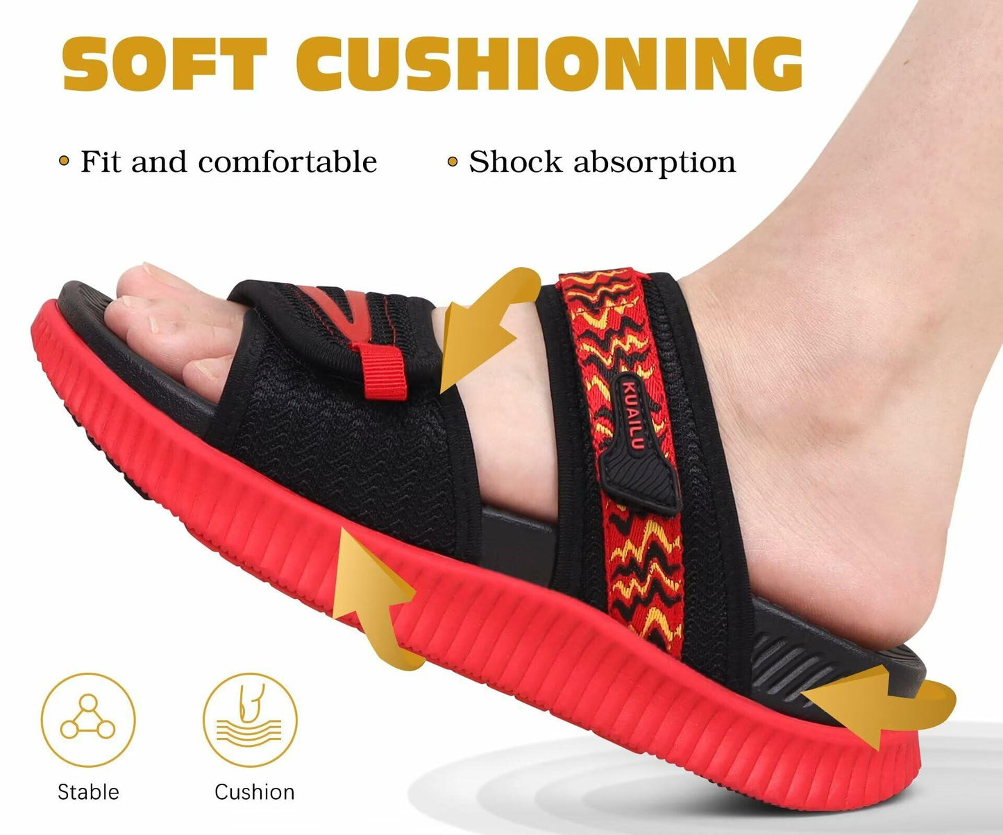 KuaiLu Women’s Orthotic Slides Cushioned Sport Sandals Arch Support Size 9