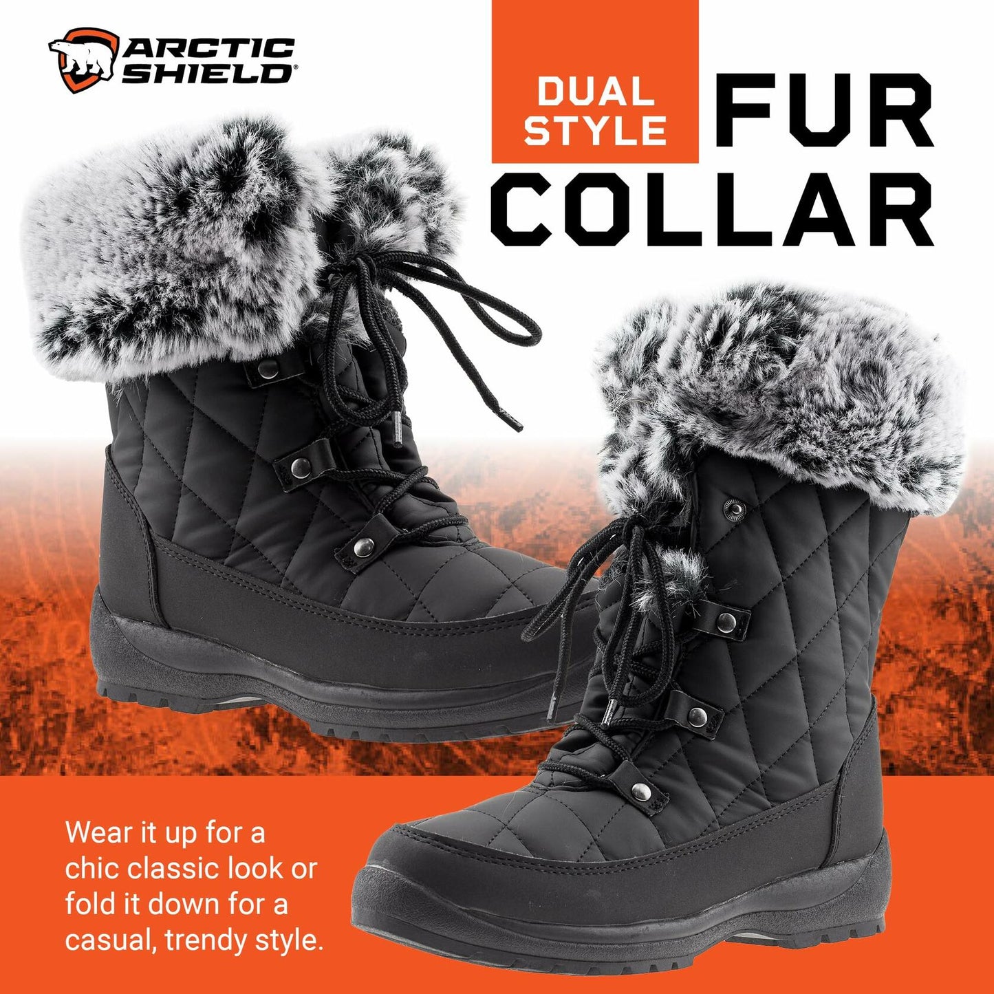 ArcticShield Women’s Snow Boots – Waterproof, Faux Fur, Black, Size 10