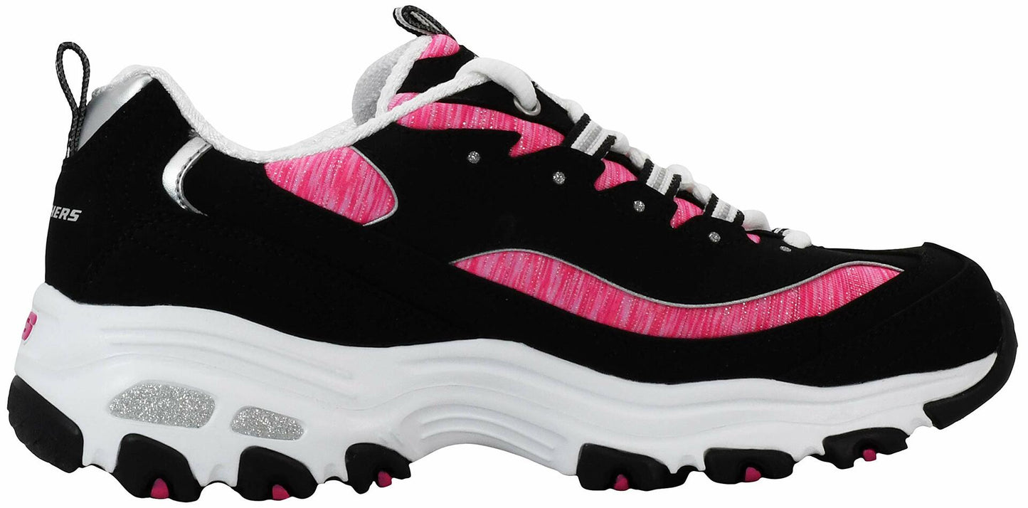 Skechers Sport Women's DLites Interlude Sneaker, Black/Pink, 9 M US