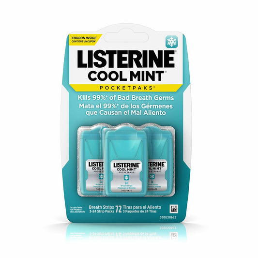 Listerine Pocketpaks Breath Strips Cool Mint Kills Bad Breath Germs 72 Count