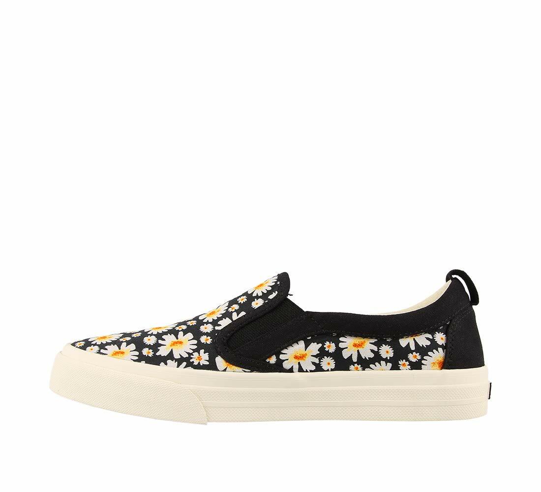 Taos Rubber Soul Women's Slip-On Sneaker Black Daisy Canvas Size 10 M
