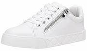 [Like New] Jeossy Women's White Flat Low Top Cap Toe Sneakers with Zipper Size 9