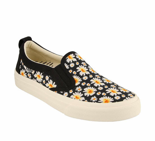 Taos Rubber Soul Women's Slip-On Sneaker Black Daisy Canvas Size 10 M