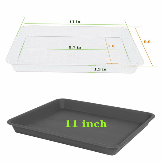 VUWEZ Plant Saucer Tray 11x9 inch, 1 Pack, Heavy Sturdy Plastic Drainage Tray