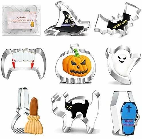 Halloween Cookie Cutters Set - 8 PCS Stainless Steel Witch Hat Pumpkin Ghost Bat